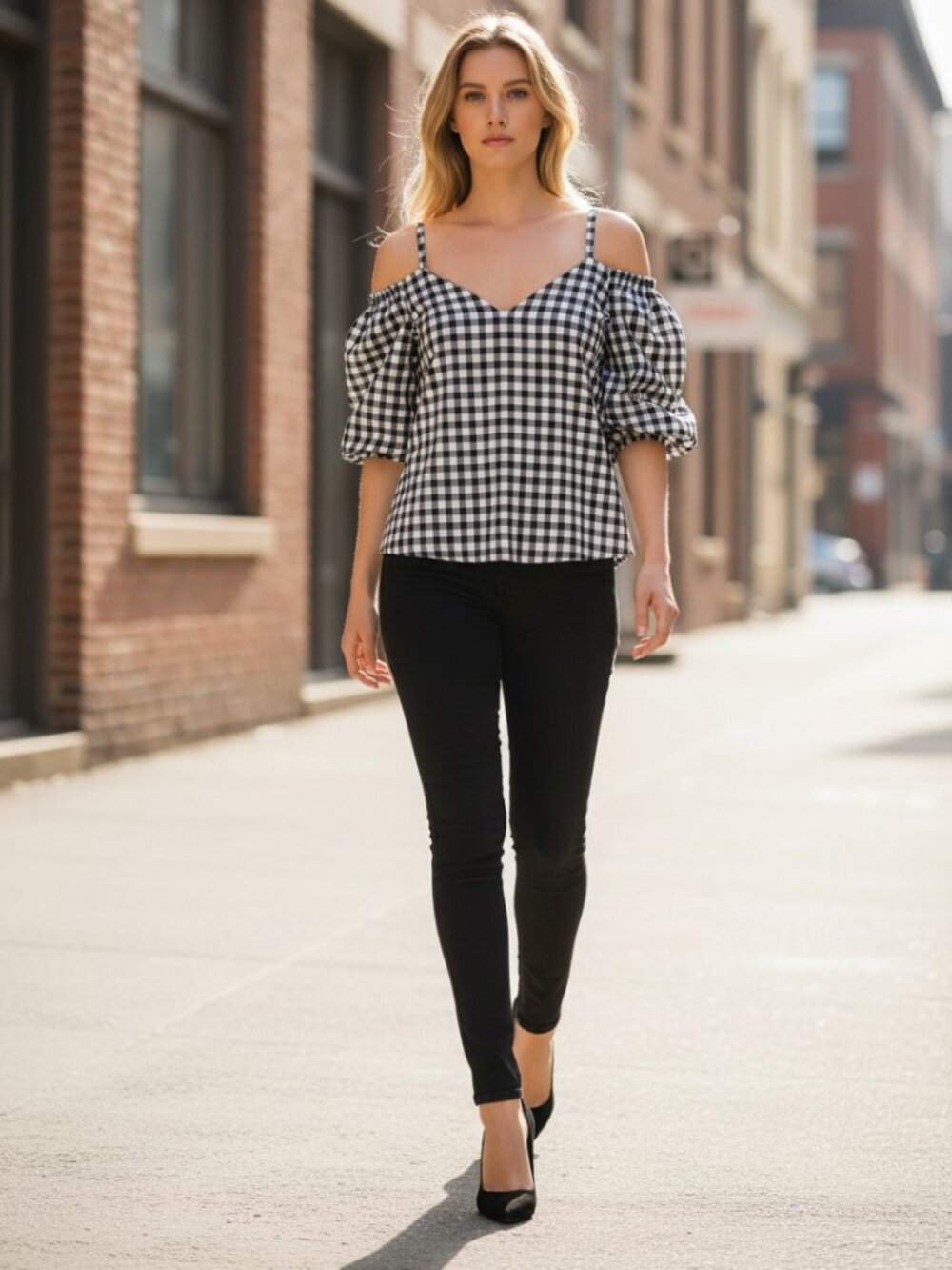Derek‎ Lam 10 Crosby Gingham Cotton Blouse 4 NWT
